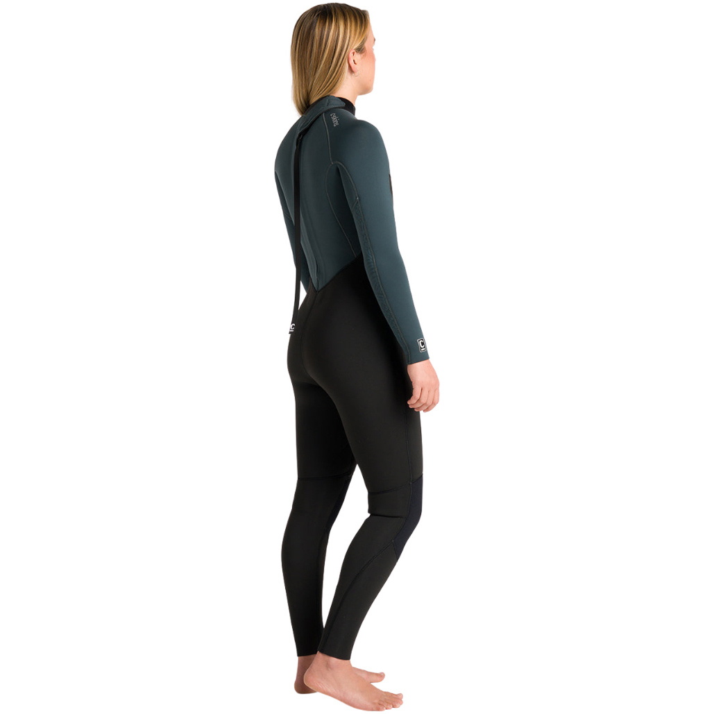 2026 C-Skins Frauen Nuwave Surflite 4/3mm Rückenreißverschluss Neoprenanzug C-NSL43WBZ - Black / Dark Forest / Retro Blue